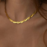 Conjunto Double Flattened Dourado (Colar + Pulsiera)