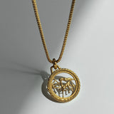 Zodiac Round Medal Necklace