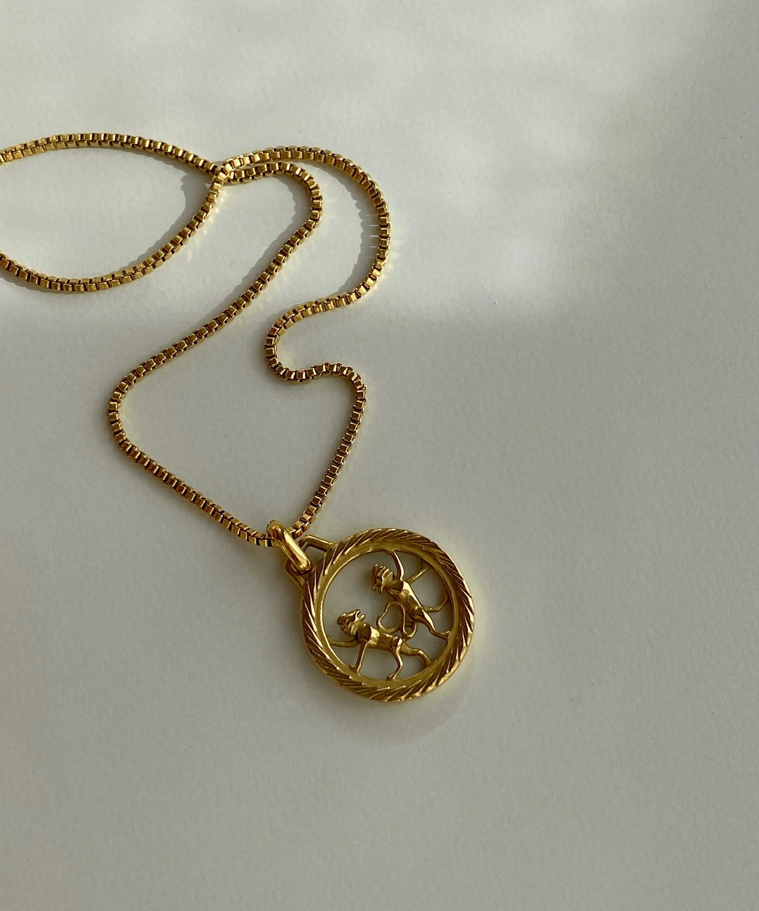 Collar con medalla redonda del zodiaco